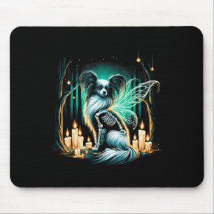 Cool Papillon Dog Skeleton Halloween Dog Mum Dad C Mouse Pad