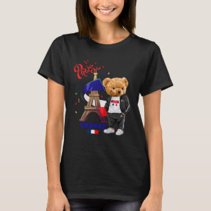 Cool Parisian Teddy Bear in Pari Eiffel Tower Outf T-Shirt