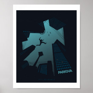 Cool PARKOUR Teen Graphics Building Roof Jumping Poster