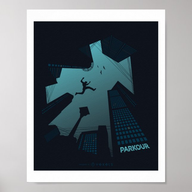 Cool PARKOUR Teen Graphics Building Roof Jumping Poster (Front)