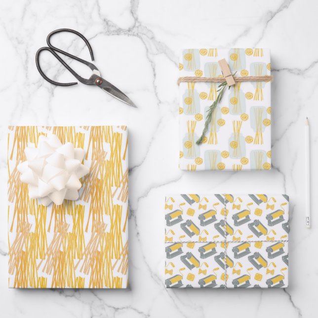 cool pasta making tiled party wrapping paper sheet (Front)