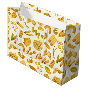 cool pasta party tiled pattern large gift bag
