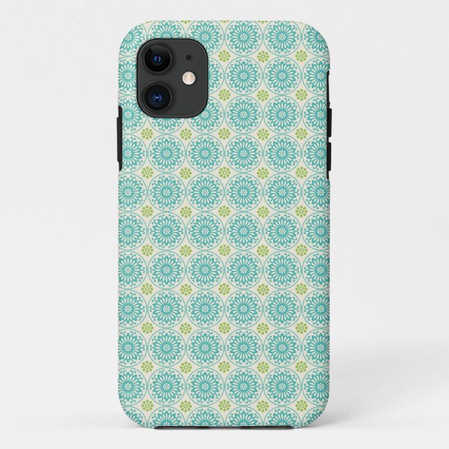 Cool Pastel Blue Retro Circle Pattern Easter Case-Mate iPhone Case (Back)