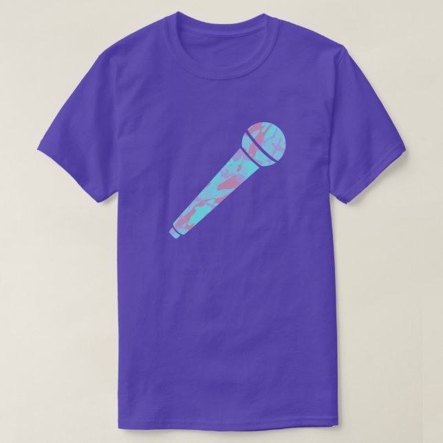 Cool Pastel Camo Pattern Microphone T-Shirt (Design Front)