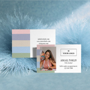 Cool Pastel Colors Logo Personal Photo Business Card