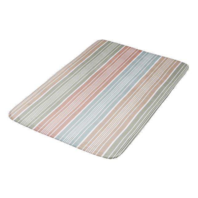 Cool Pastel Colour Stripes Bath Mat (Angled)