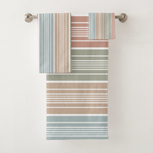 Cool Pastel Colour Stripes Bath Towel Set