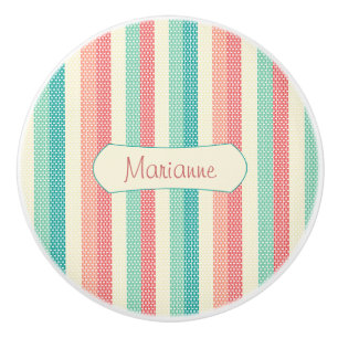 Cool Pastel Denim Stripes Personalised Ceramic Knob