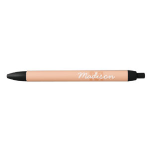 Cool pastel peach colour with Custom Monogram name Black Ink Pen