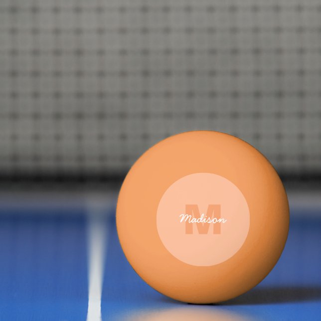 Cool pastel peach colour with Custom Monogram name Ping Pong Ball (Net)