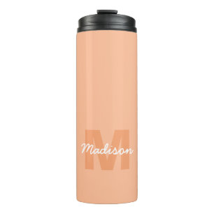 Cool pastel peach colour with Custom Monogram name Thermal Tumbler