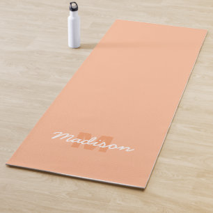 Cool pastel peach colour with Custom Monogram name Yoga Mat