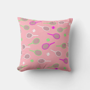 Cool Pastel Pink Retro Tennis Racquets Pattern    Cushion