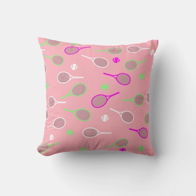 Cool Pastel Pink Retro Tennis Racquets Pattern    Cushion (Front)