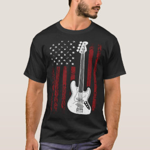 Cool Patriotic American Flag Bass Guitarist Guitar T-Shirt
