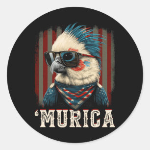 Cool Patriotic Atiel Bird 4th Of July American Fla Classic Round Sticker