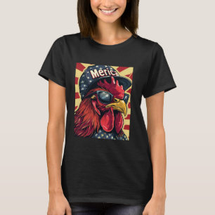 Cool Patriotic Chicken Merica American Flag Chicke T-Shirt