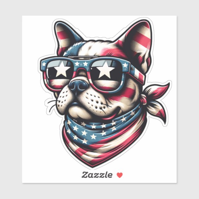 Cool Patriotic Dog with Flag Shades (Sheet)