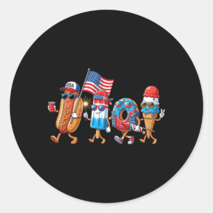 Cool Patriotic Food Characters 4th Of July Cartoon Classic Round Sticker