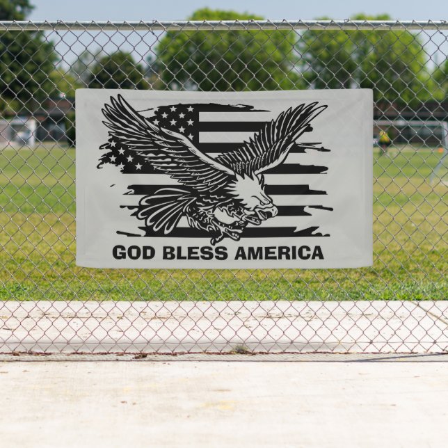 cool Patriotic God Bless America eagle Flag Banner (Insitu)
