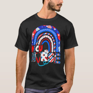 Cool Patriotic Nicu Nurse American Rainbow 4th Of T-Shirt
