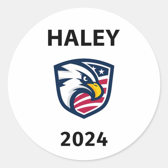 Cool Patriotic Nikki Haley 2024 Election Eagle Classic Round Sticker (Front)