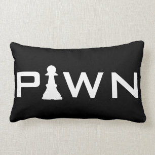 Cool Pawn Typography Chess Player Lumbar Cushion