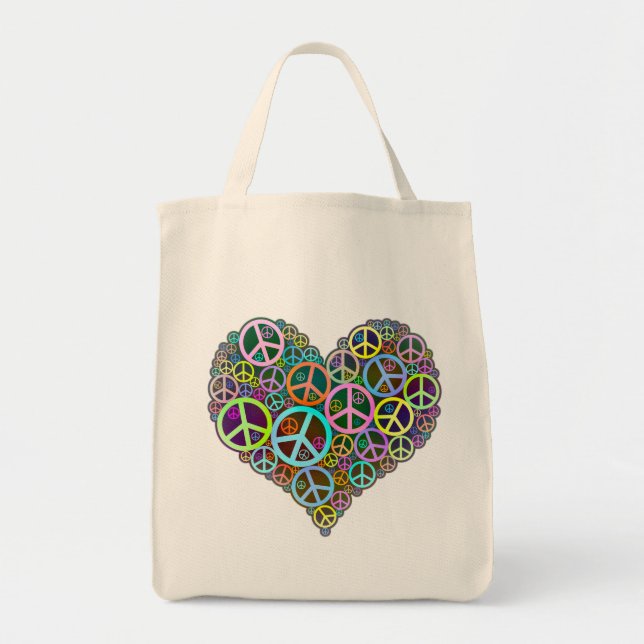 Cool Peace Love Heart Tote Bag (Front)