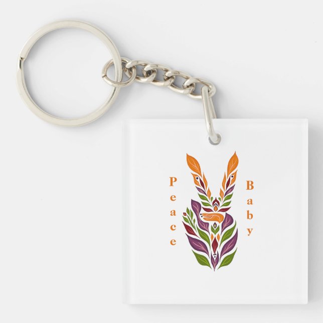 Cool Peace Sign  Key Ring (Front)