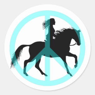 Cool peace symbol horse rider classic round sticker
