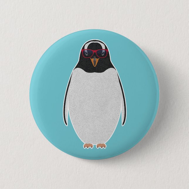 COOL PENGUIN 6 CM ROUND BADGE (Front)