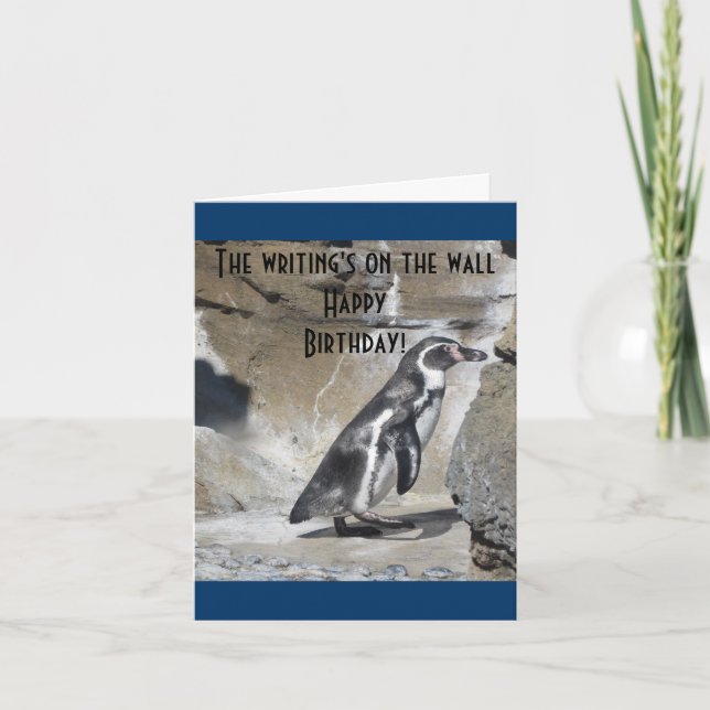 Cool Penguin Birthday Greeting Card (Front)