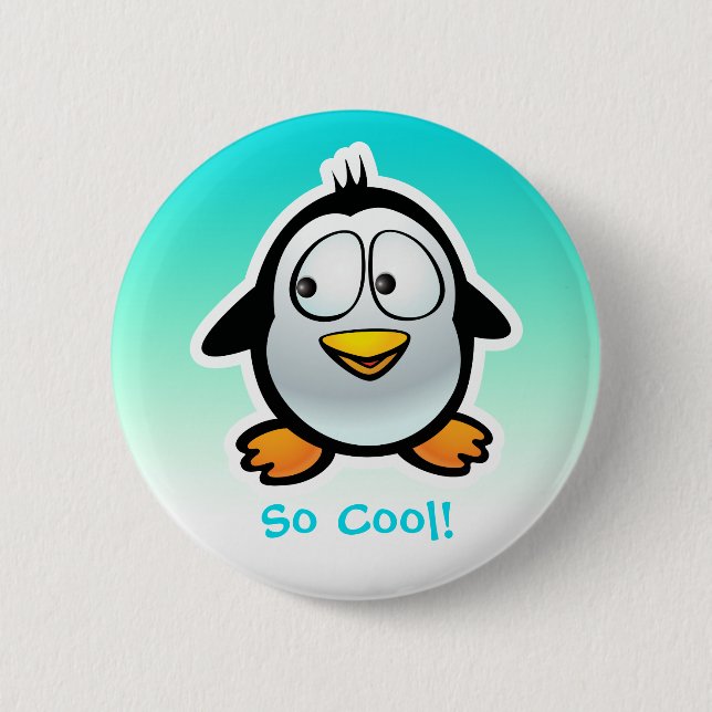 Cool Penguin Cartoon 6 Cm Round Badge (Front)