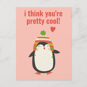Cool Penguin - Cute Classroom Valentine Postcard