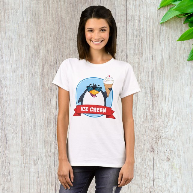 Cool Penguin Holding Ice Cream T-Shirt (Creator Uploaded)