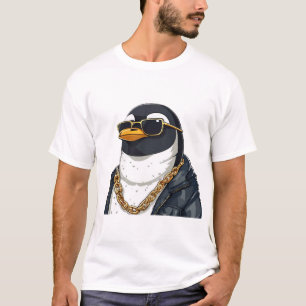 Cool Penguin In Leather Jacket And Sunglasses T-Shirt