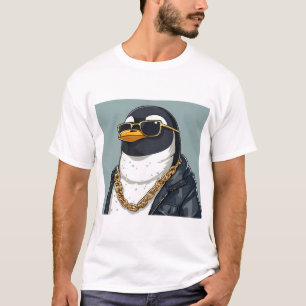 Cool Penguin In Leather Jacket And Sunglasses T-Shirt