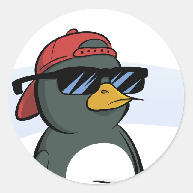 Cool Penguin Wearing Sunglasses Classic Round Sticker (Front)