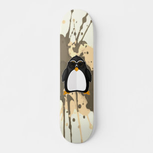 Cool Penguin With Sunglasses Neutral Paint Splat Skateboard