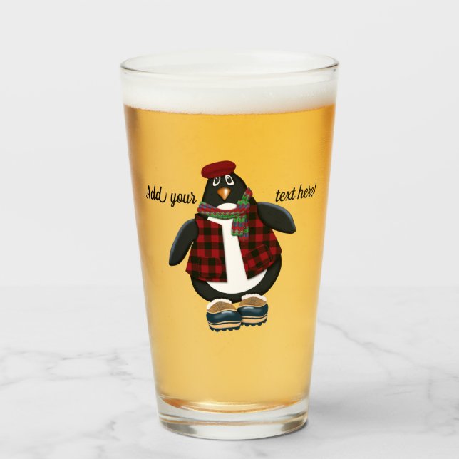 Cool Penguin | You Customise Text Glass (Front Filled)
