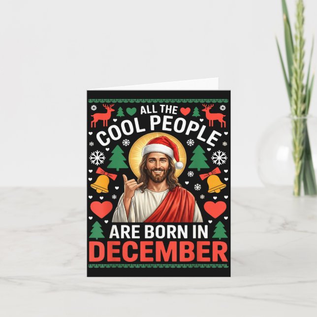 Cool People Are Born In December Christian Christm Card (Front)