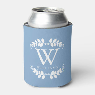 Cool Periwinkle Blue Monogram Can Cooler