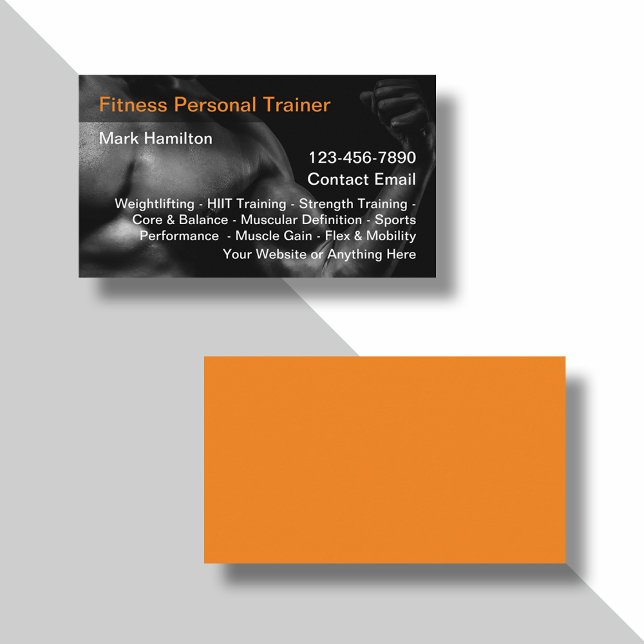 Cool Personal Fitness Trainer Business Cards (Creator Uploaded)