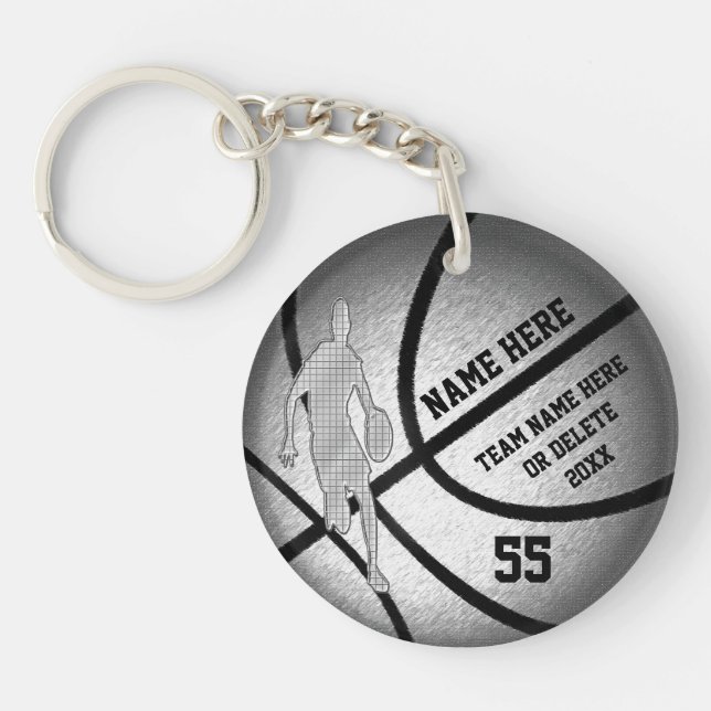 Cool Personalised Basketball Team Gifts for Boys Key Ring (Front)