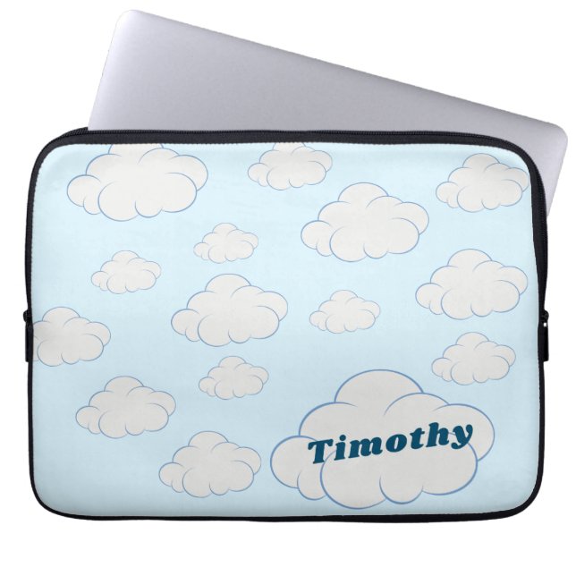 Cool Personalised Blue Cloudy Sky   Laptop Sleeve (Front)