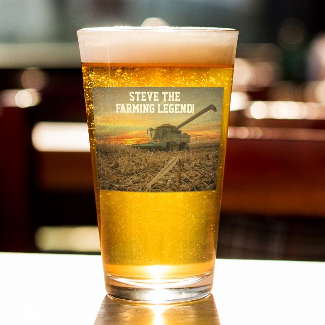 Cool Personalised Farming Legend Combine Corn Glass (Creator Uploaded)