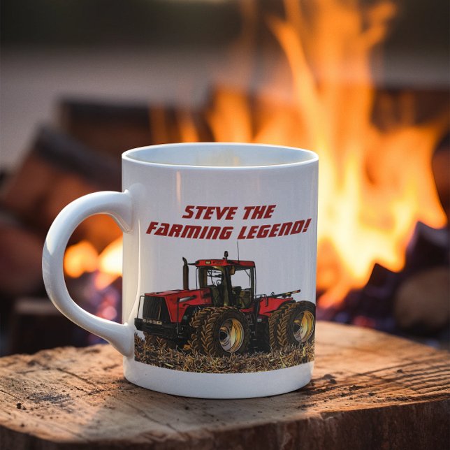 Cool Personalised Farming Legend Tractor Equipment Coffee Mug (Cool Red Tractor Farming Legend Coffee Mug)