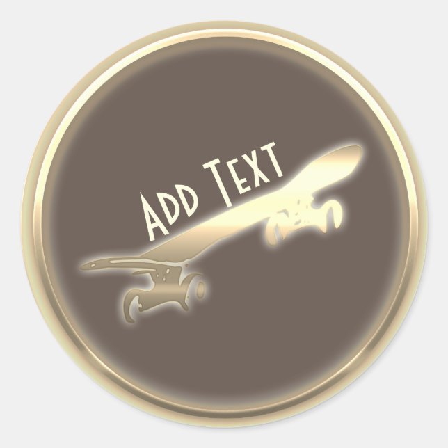 Cool Personalised Gold Skateboarding Sticker (Front)