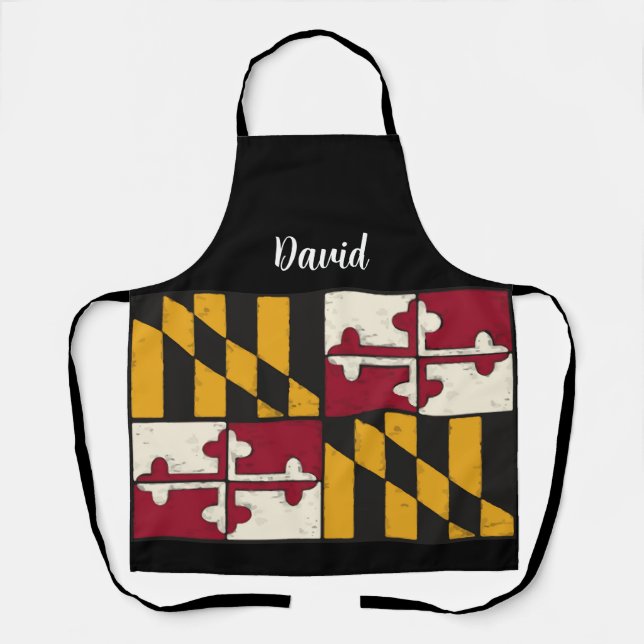 Cool Personalised Maryland Flag Chef Apron (Front)
