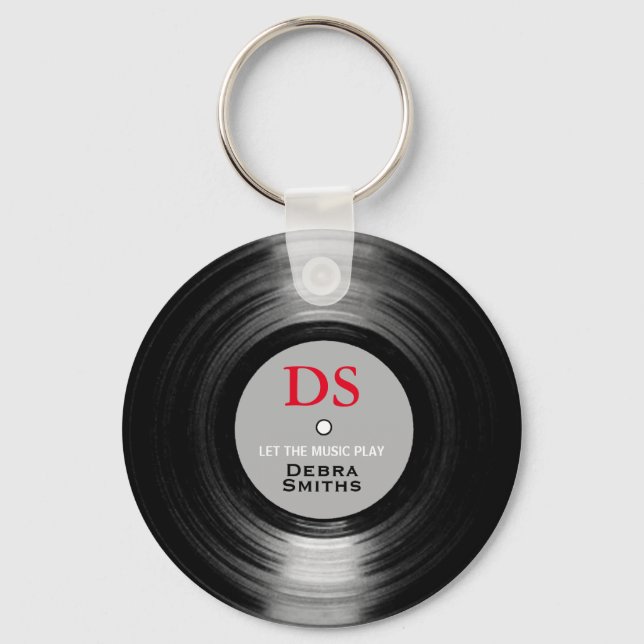 Cool Personalised Music Vinyl Record Keychain (Front)